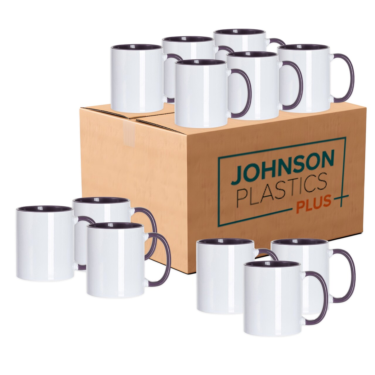 11oz Sublimation Mugs with Colored Handles & Interiors | Tazas para Sublimar, Bulk Mugs for Custom Designs & Branding | White Mugs Set of 12 or Case of 36